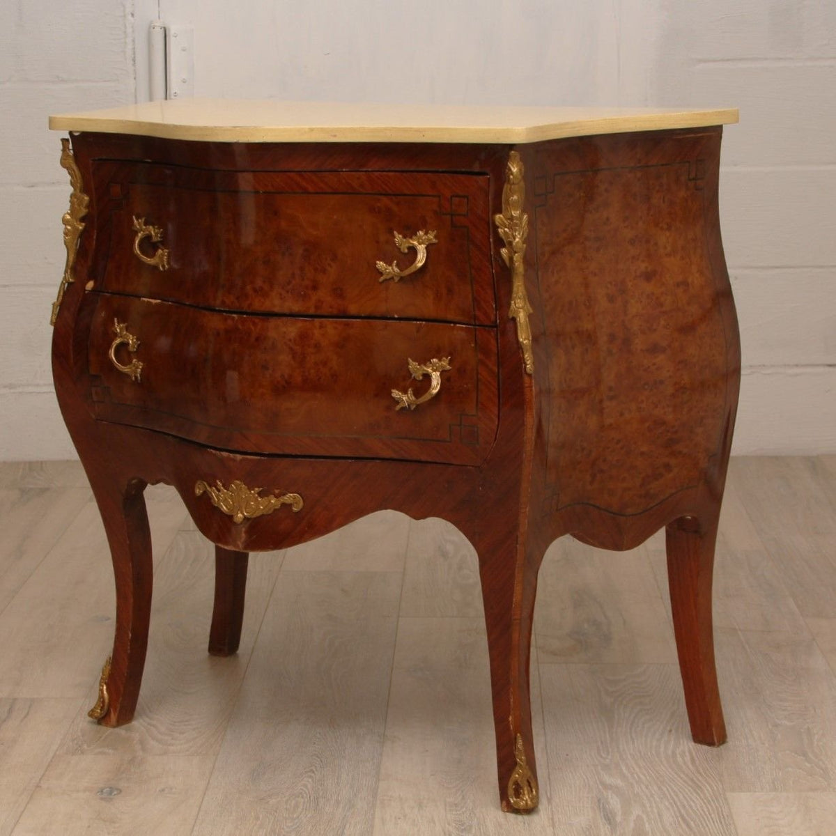 Pair of Antique Louis XV Style Commodes with Marquetry Inlay C1920s