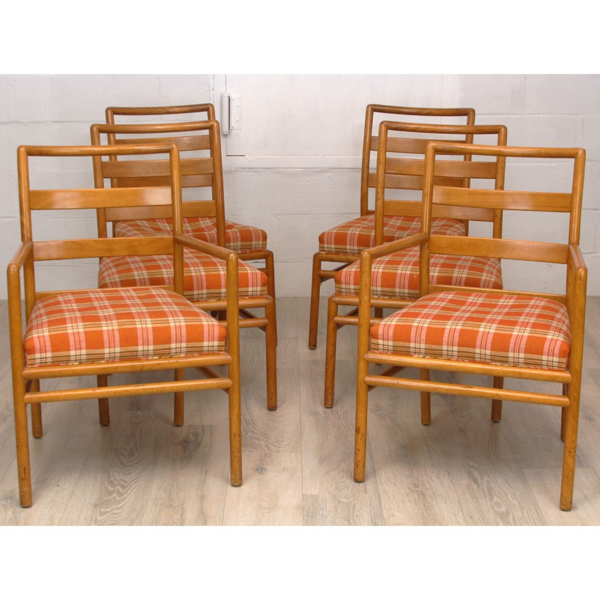 Set of 6 T.H. Robsjohn Gibbings Ladder-Back Chairs C1950s