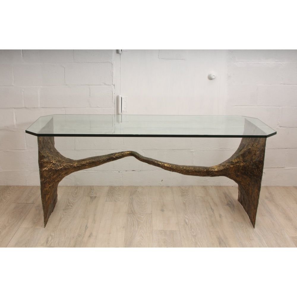 Vintage Silas Seandel Brutalist Bronze Console Table