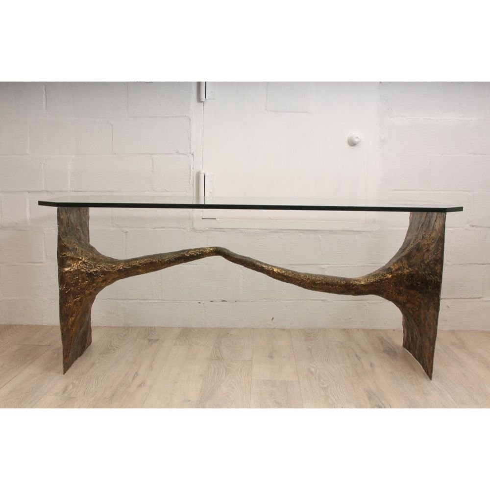Vintage Silas Seandel Brutalist Bronze Console Table