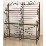 Vintage French Wrought Iron & Brass Bakers Rack