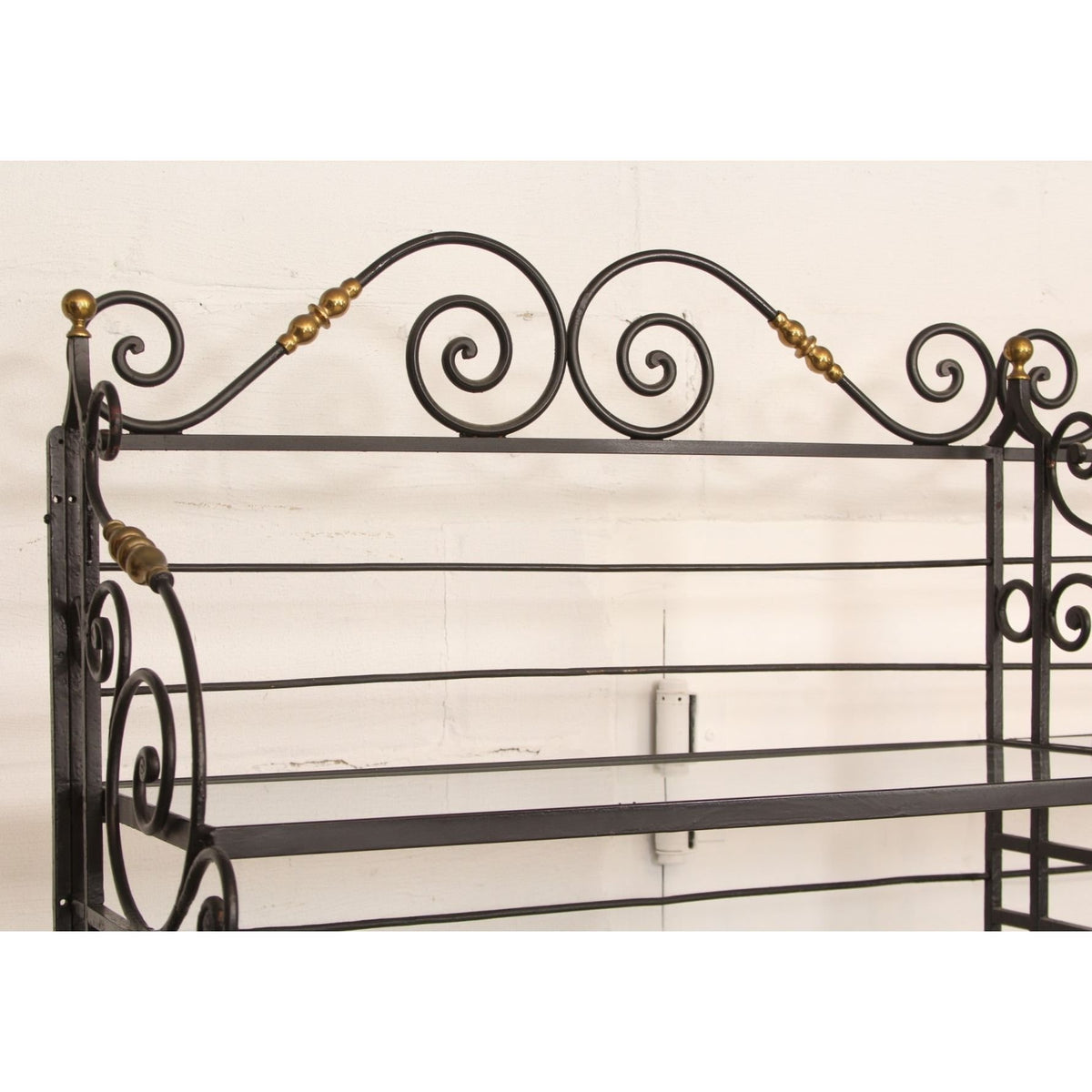 Vintage French Wrought Iron & Brass Bakers Rack